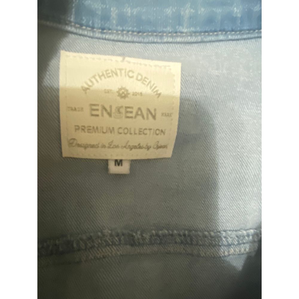 Enjean Women's Size Medium Light Blue Distressed Denim Jacket Casual Outerwear - Picture 6 of 6
